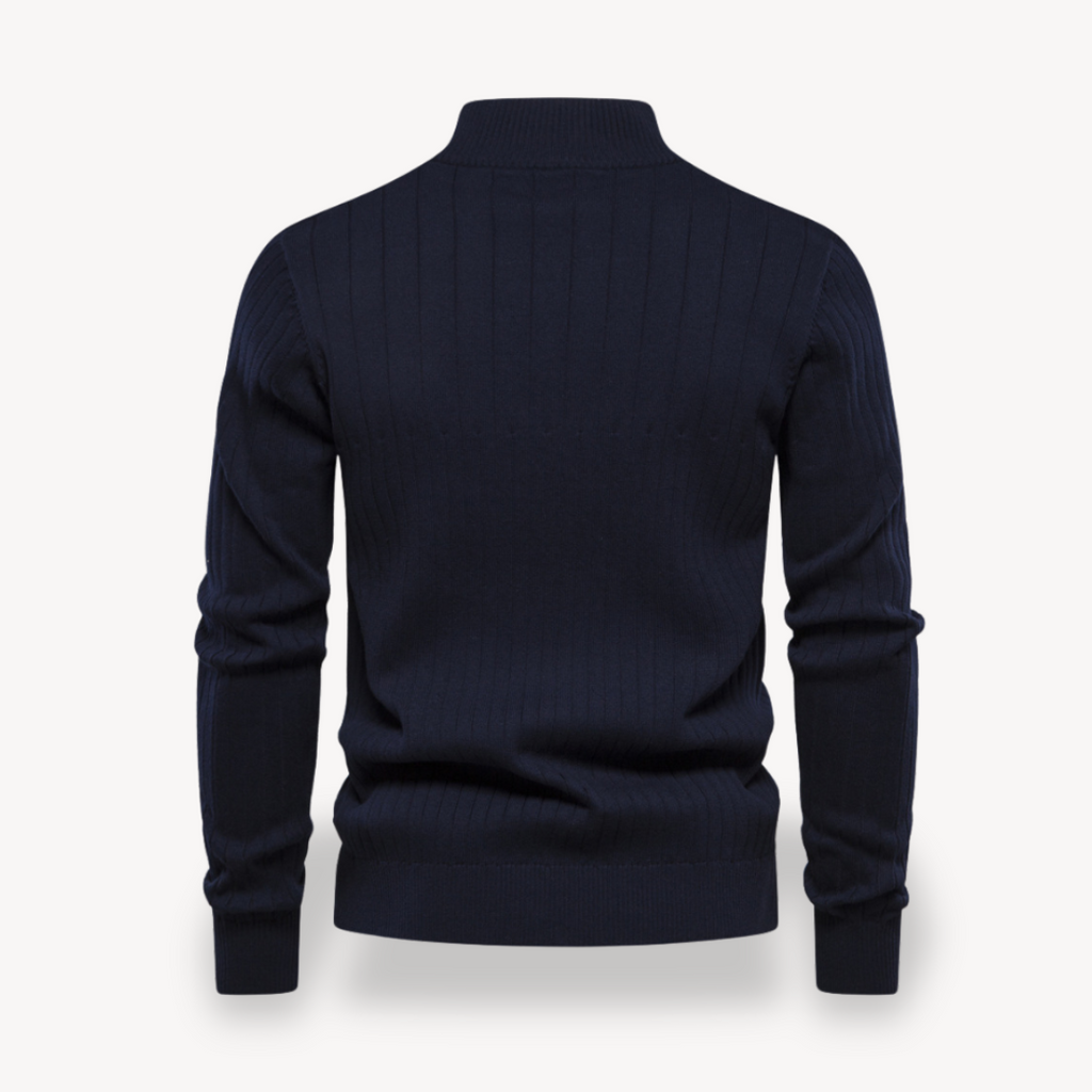 Clara Vienne | Men's Ribbed Knit Cotton Zip Sweater