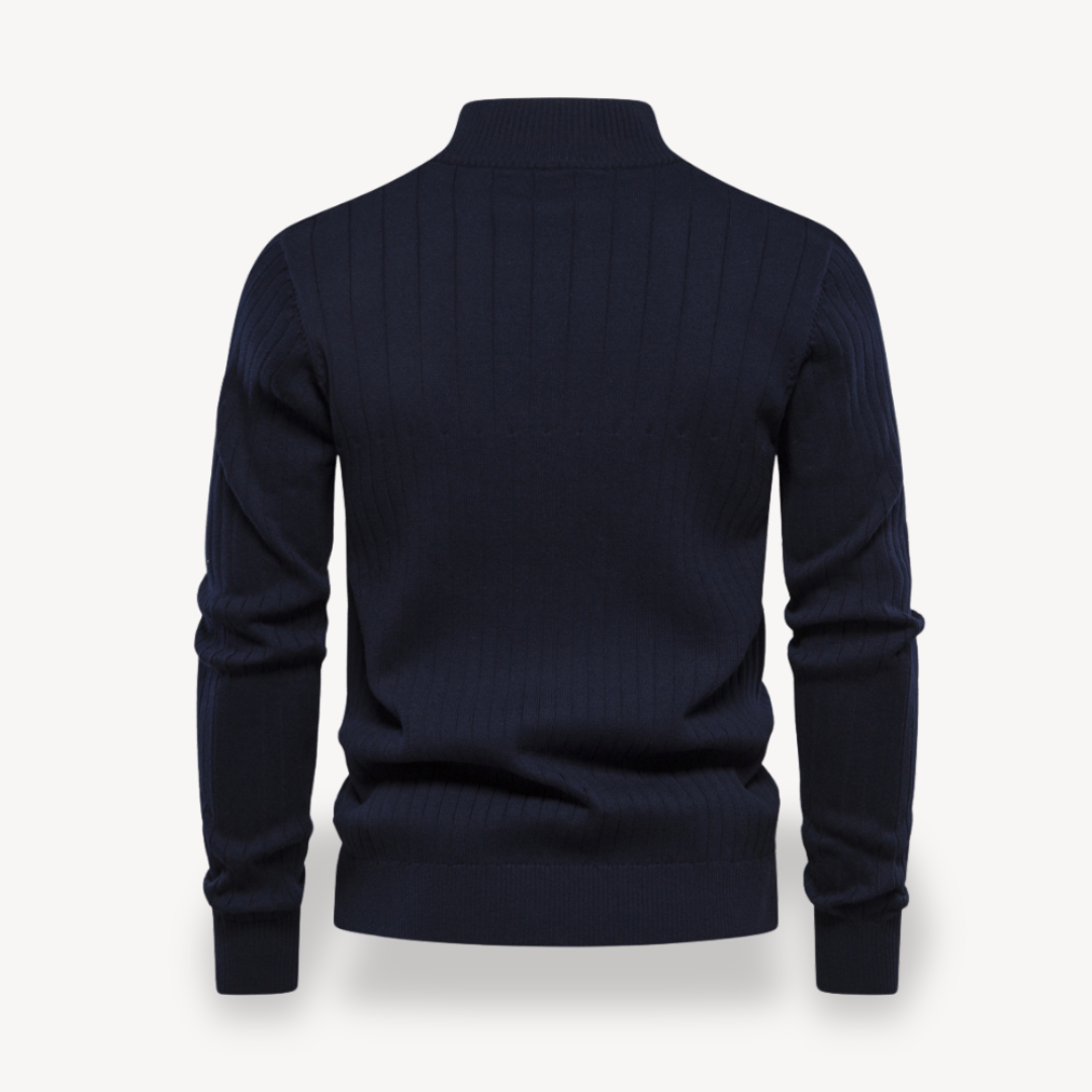 Clara Vienne | Men's Ribbed Knit Cotton Zip Sweater
