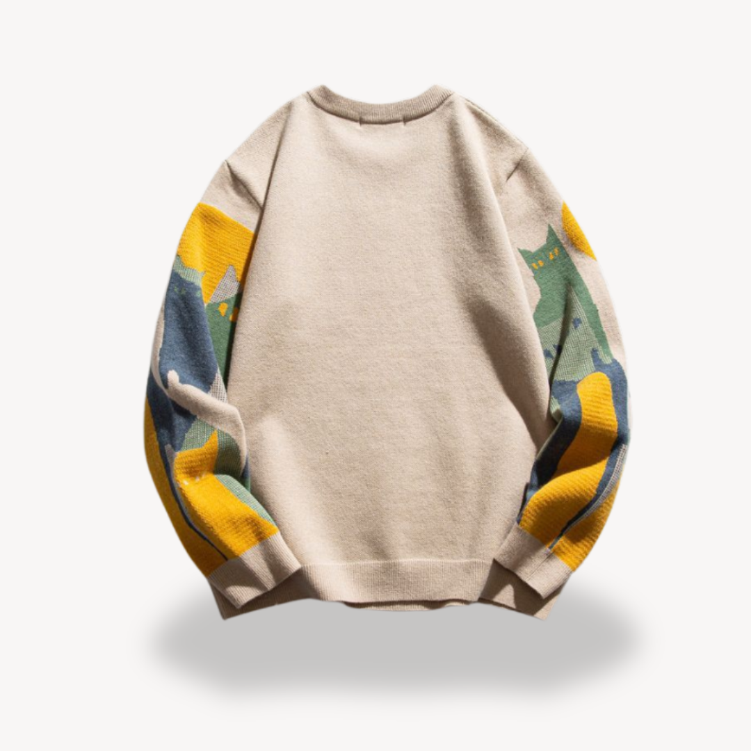 Clara Vienne | Men's Cotton Knitted Cat Sweater