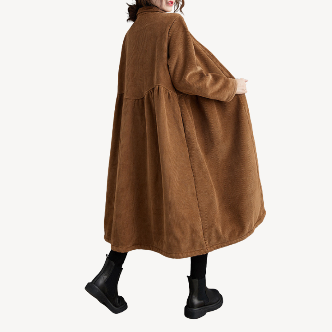 Corduroy Shirt Dress Women Long Sleeve Vintage Casual | Clara Vienne