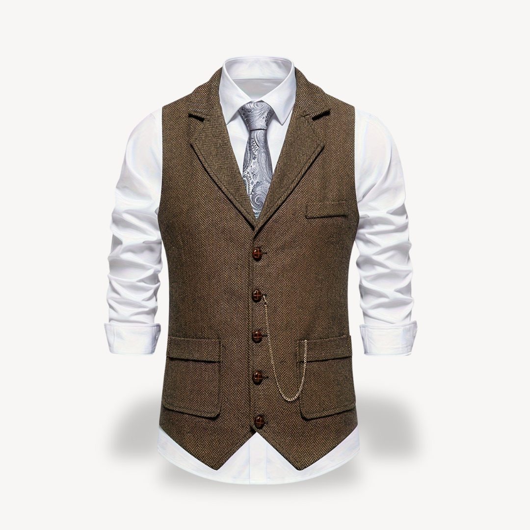Clara Vienne Men’s Herringbone Vest with Chain | Clara Vienne