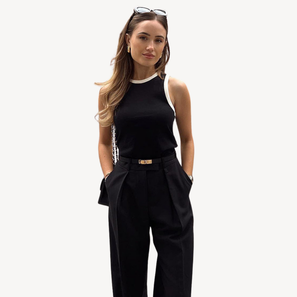 Faux Leather Belt with Gold Buckle for Women | Clara Vienne