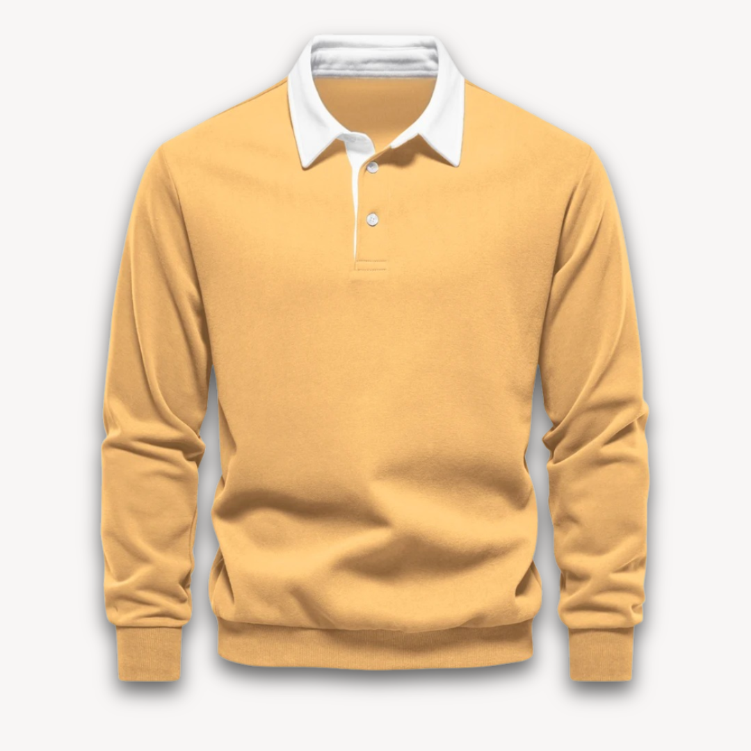 Clara Vienne | Men's Long-Sleeve Polo Sweater - 100% Cotton - Casual Wear
