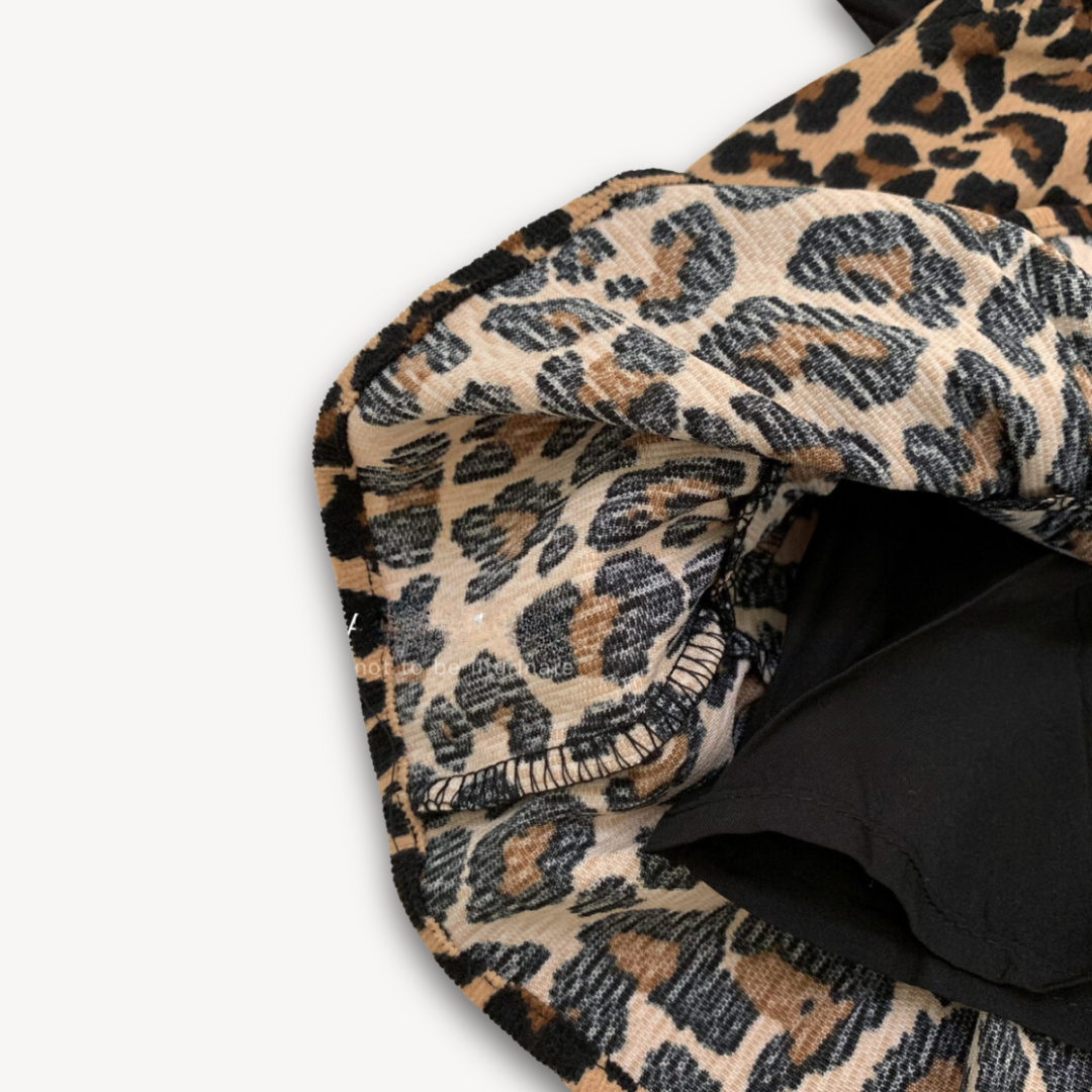 Clara Vienne | Women's Leopard Print Mini Skirt - Ruffle Hem Polyester Partywear