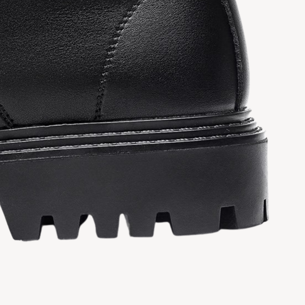 Clara Vienne | Men's Black Leather Combat Boots – Chunky Sole