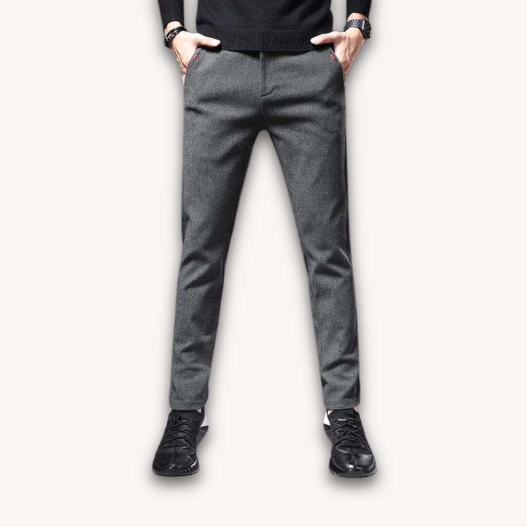Clara Vienne | Men's Wool Blend Slim Fit Trousers - Casual Business Pants