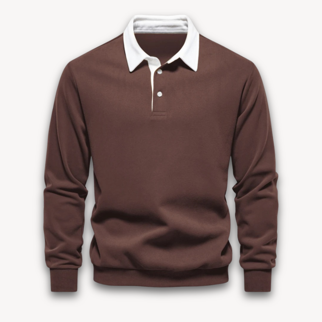 Clara Vienne | Men's Long-Sleeve Polo Sweater - 100% Cotton - Casual Wear