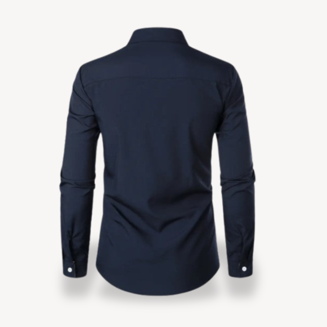 Clara Vienne | Men's Contrast Trim Long Sleeve Dress Shirt