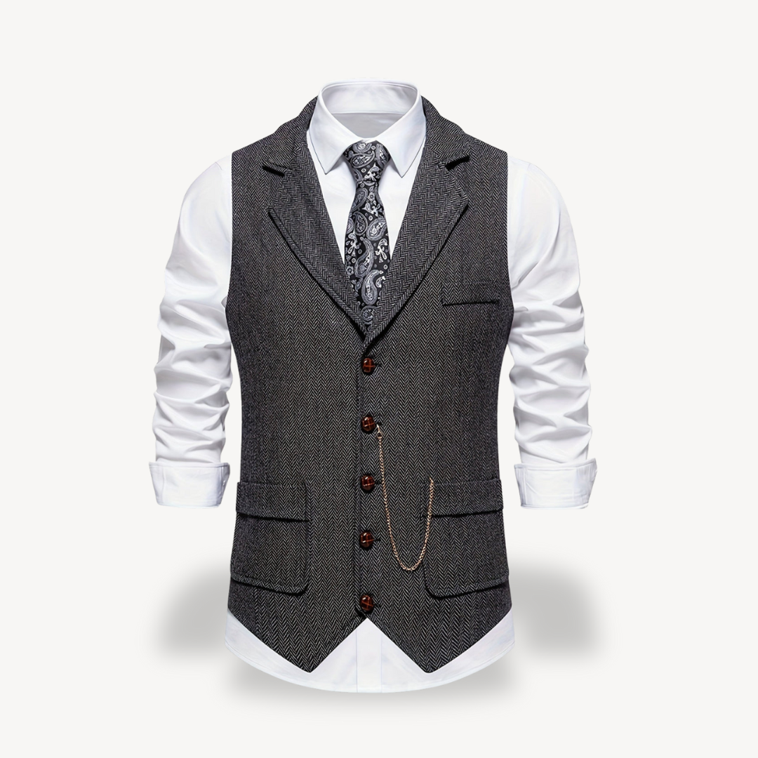 Clara Vienne Men’s Herringbone Vest with Chain | Clara Vienne