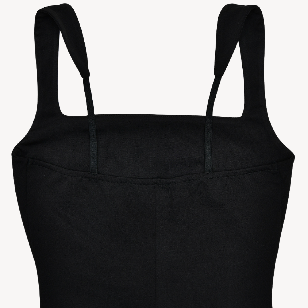 Clara Vienne | Women's Black Satin Slit Maxi Dress