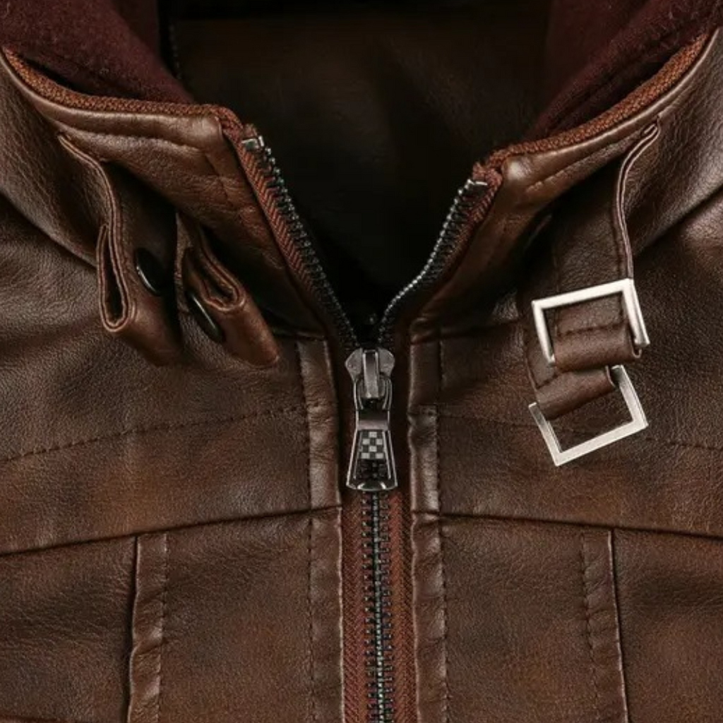 Leather Jacket with Hood for Men | Clara Vienne