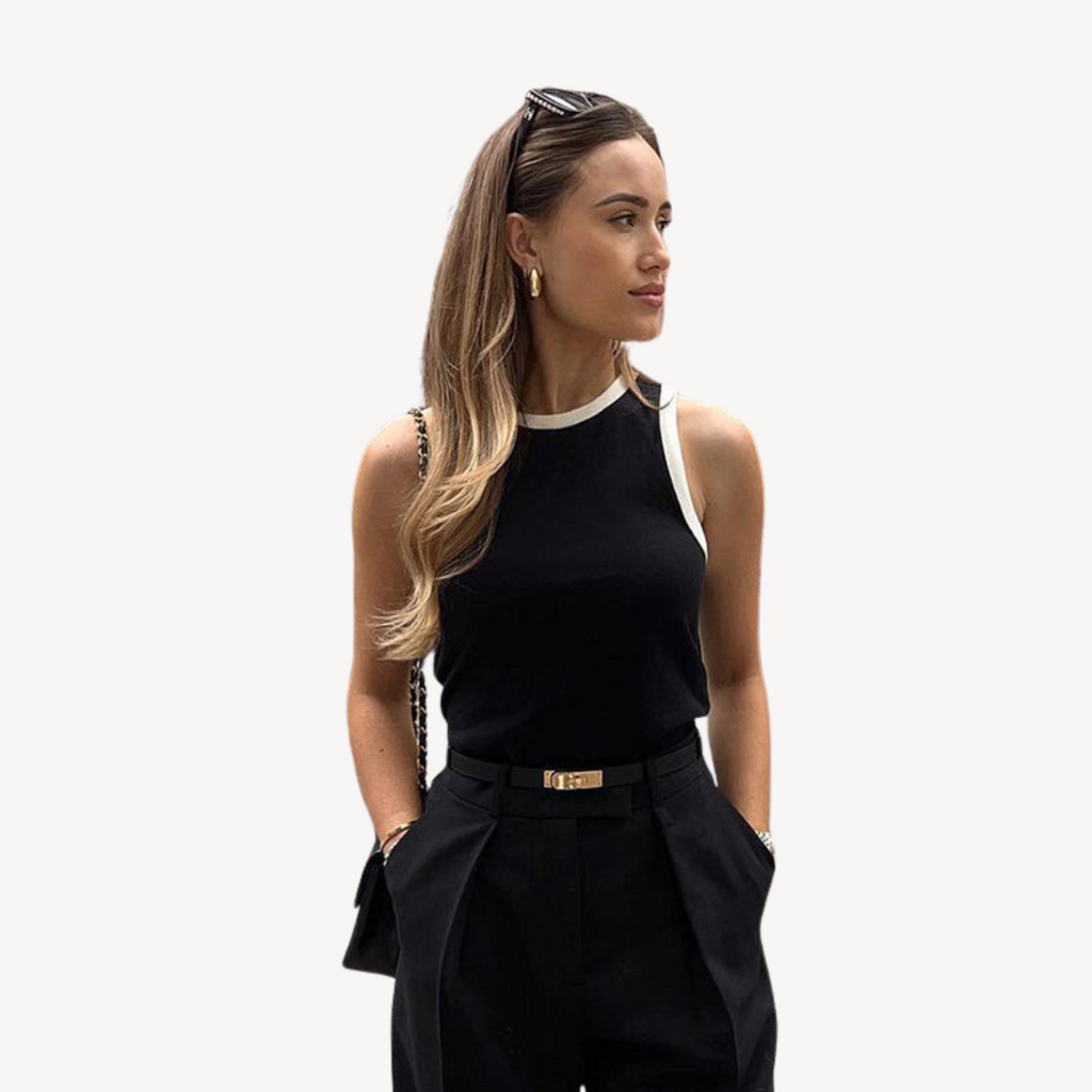 Faux Leather Belt with Gold Buckle for Women | Clara Vienne