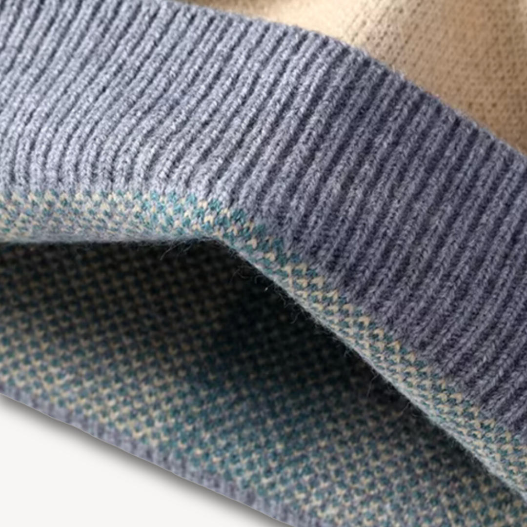 Clara Vienne | Men's Geometric Knit Sweater - Soft Acrylic Blend, Crew Neck, Long Sleeve