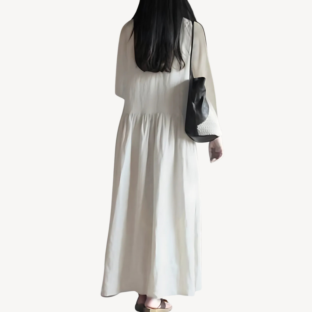 Linen Maxi Dress Women V-Neck Long Sleeve | Clara Vienne