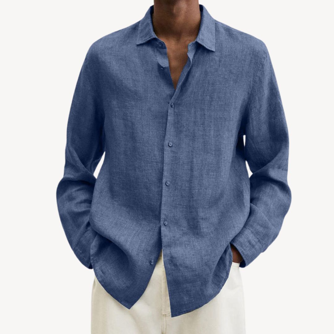 Men's Casual Long Sleeve Linen Shirt | Clara Vienne