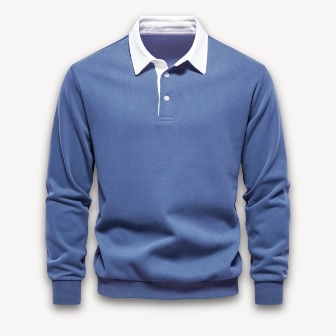 Clara Vienne | Men's Long-Sleeve Polo Sweater - 100% Cotton - Casual Wear