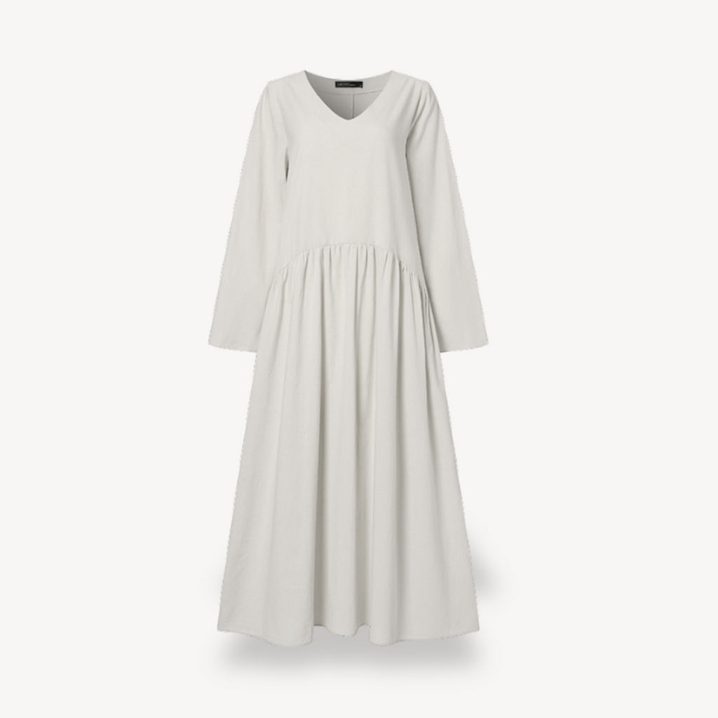 Linen Maxi Dress Women V-Neck Long Sleeve | Clara Vienne