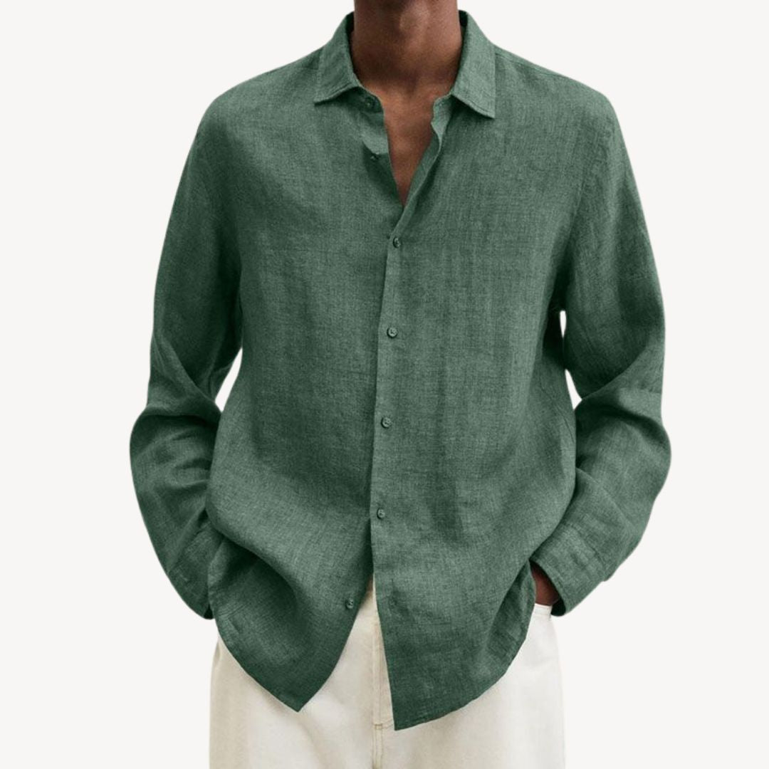 Men's Casual Long Sleeve Linen Shirt | Clara Vienne