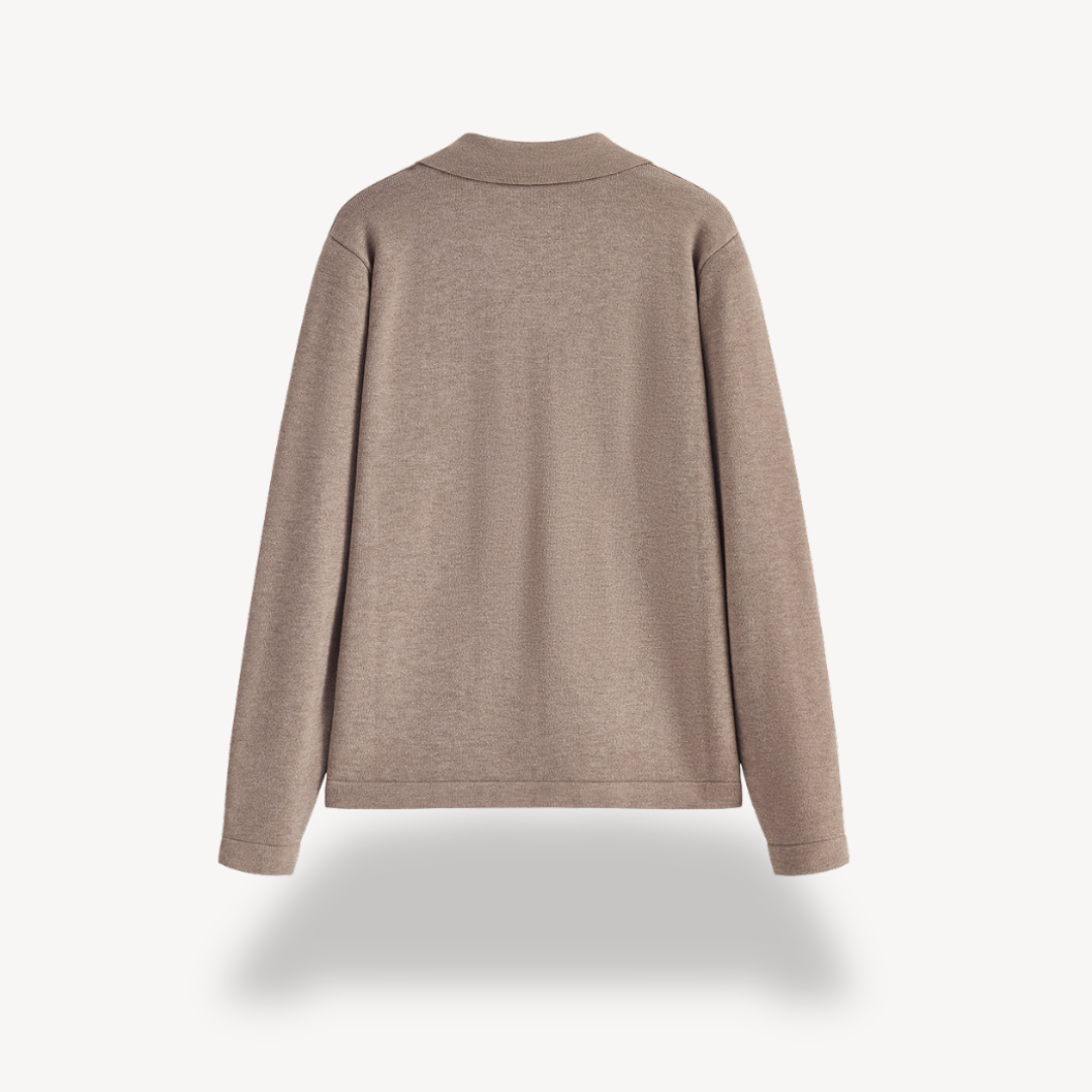 Knit Long Sleeve Polo V-Neck Sweater Women | Clara Vienne