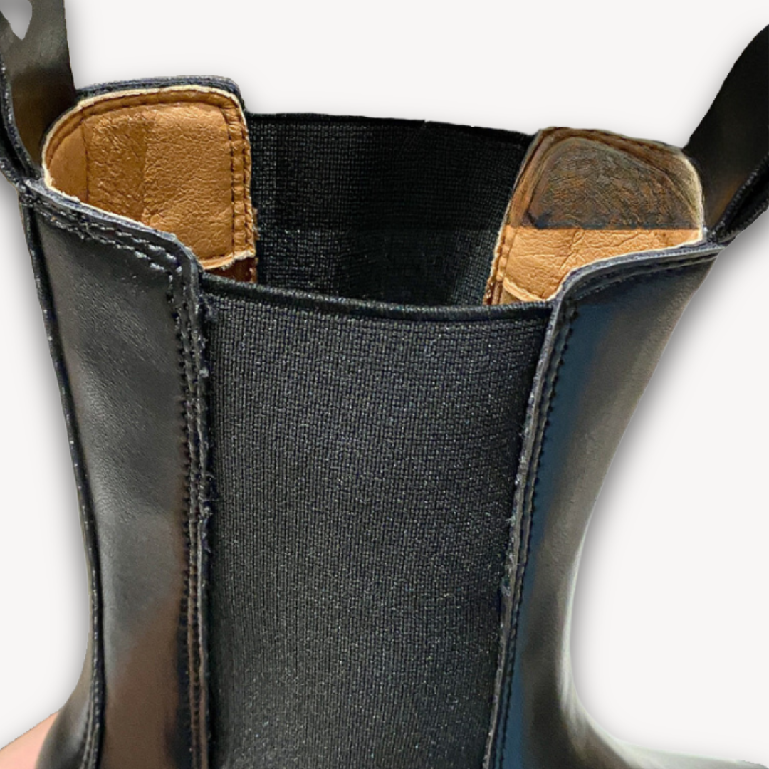 Clara Vienne | Woman’s Black Leather Chelsea Boots - Chunky Sole, Slip-On, Durable, Stylish Casual Footwear