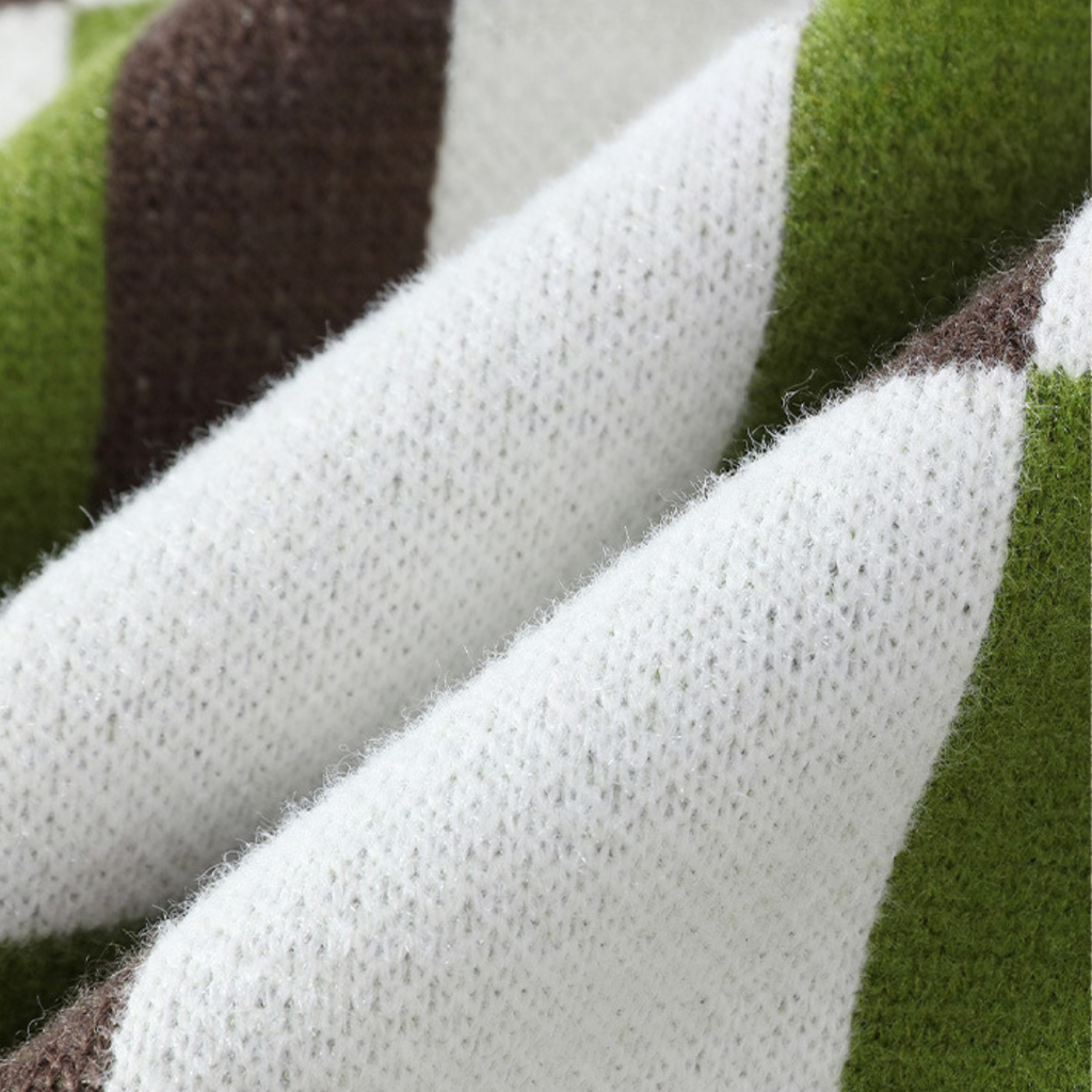 Clara Vienne | Men's Geometric Knit Sweater - Soft Acrylic Blend, Crew Neck, Long Sleeve