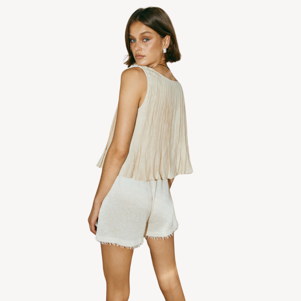 Clara Vienne | Women's Linen Pleated Tie-Front Top