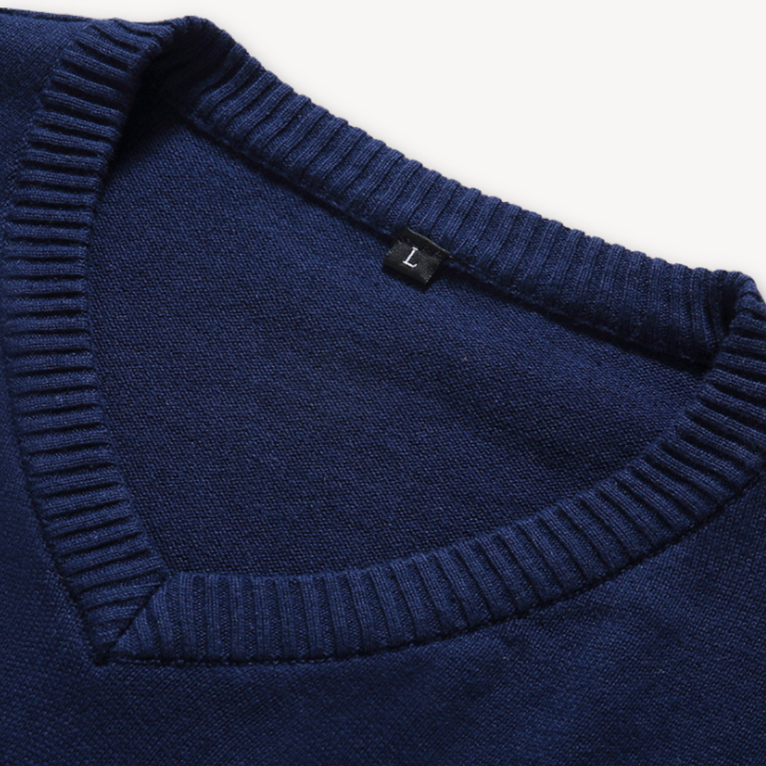 Clara Vienne | Men's V-Neck Sweater - Soft Cotton Blend - Slim Fit - Casual & Formal Wear