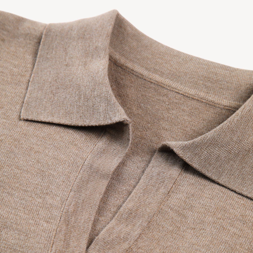 Knit Long Sleeve Polo V-Neck Sweater Women | Clara Vienne