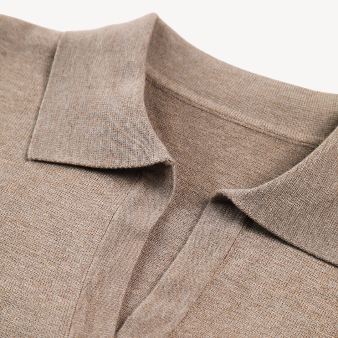 Knit Long Sleeve Polo V-Neck Sweater Women | Clara Vienne