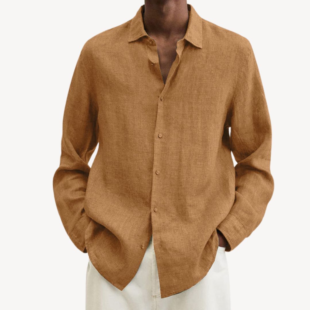 Men's Casual Long Sleeve Linen Shirt | Clara Vienne