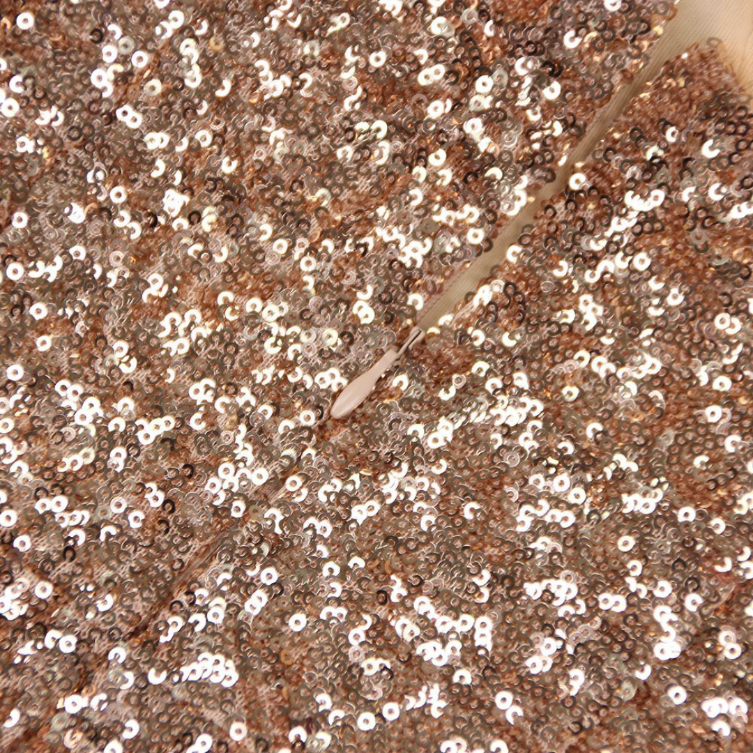 Clara Vienne |  Women's Sequin Midi Dress – Gold Evening Gown