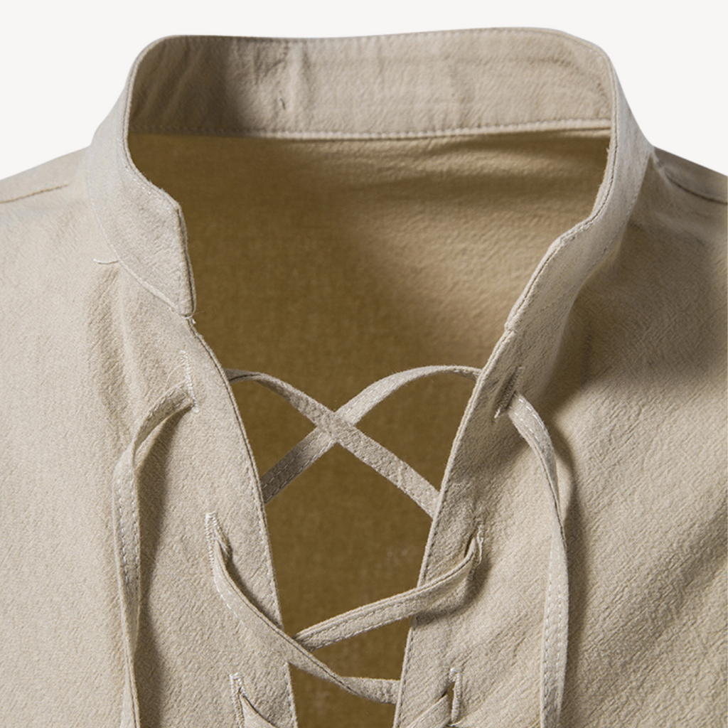 Clara Vienne | Men's Cotton Linen Lace-Up Shirt