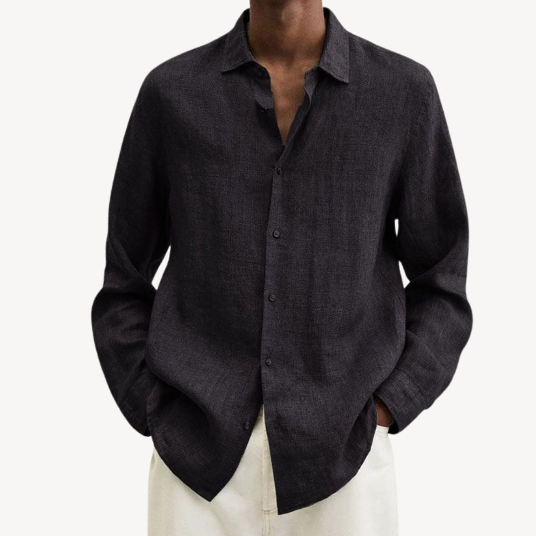 Men's Casual Long Sleeve Linen Shirt | Clara Vienne