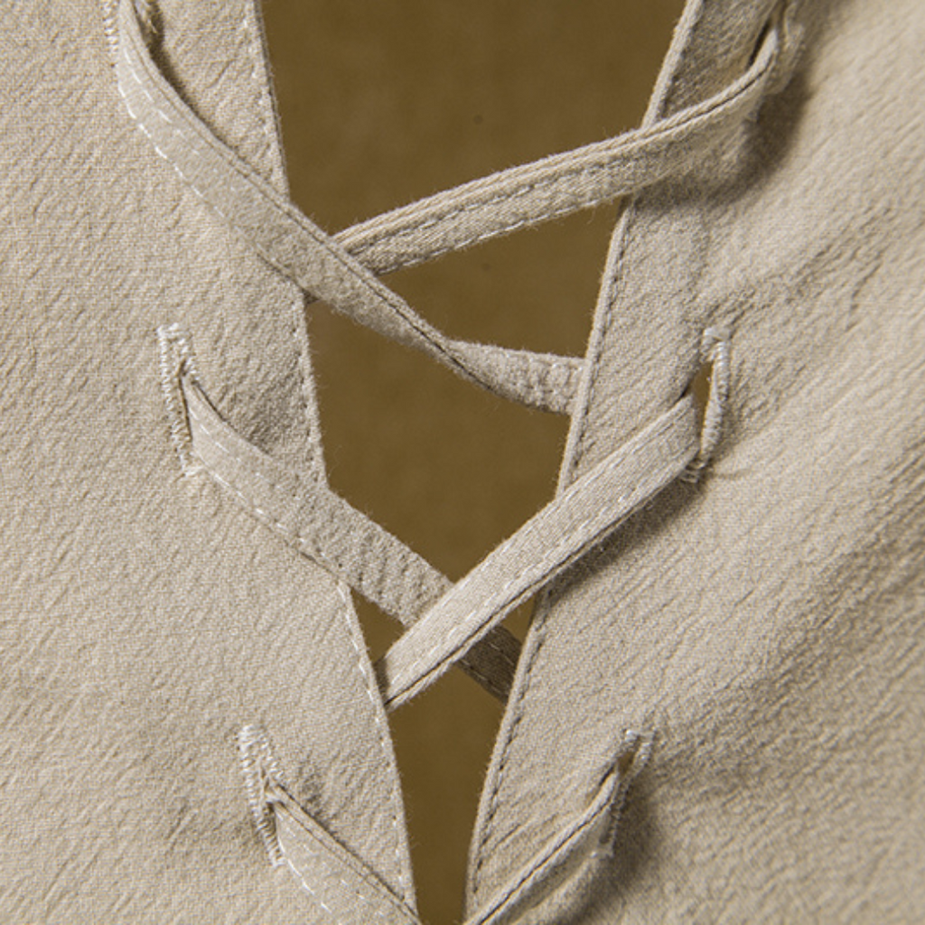 Clara Vienne | Men's Cotton Linen Lace-Up Shirt