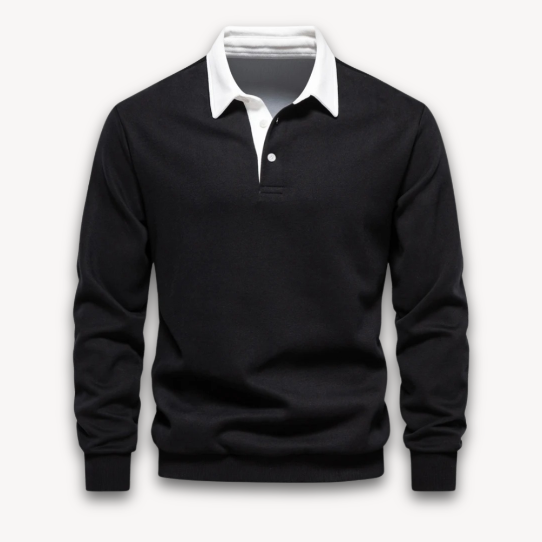 Clara Vienne | Men's Long-Sleeve Polo Sweater - 100% Cotton - Casual Wear