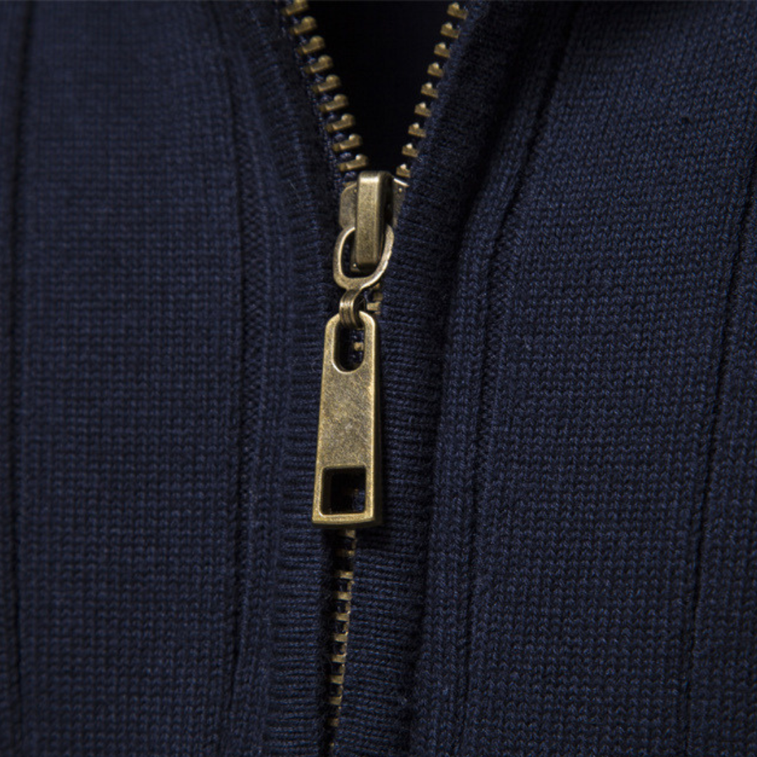 Clara Vienne | Men's Ribbed Knit Cotton Zip Sweater