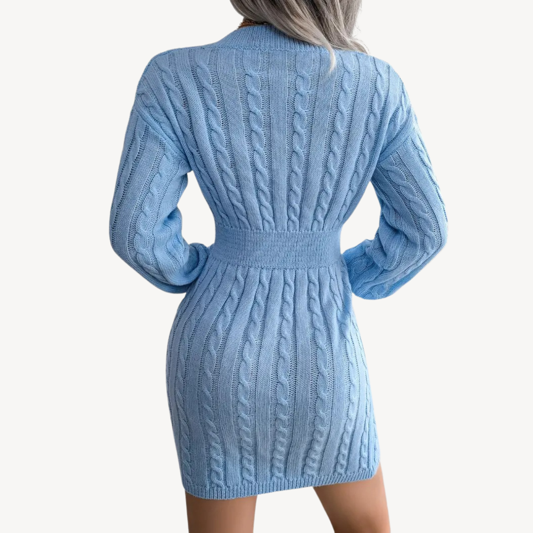 Cable Knit V-Neck Dress | Clara Vienne