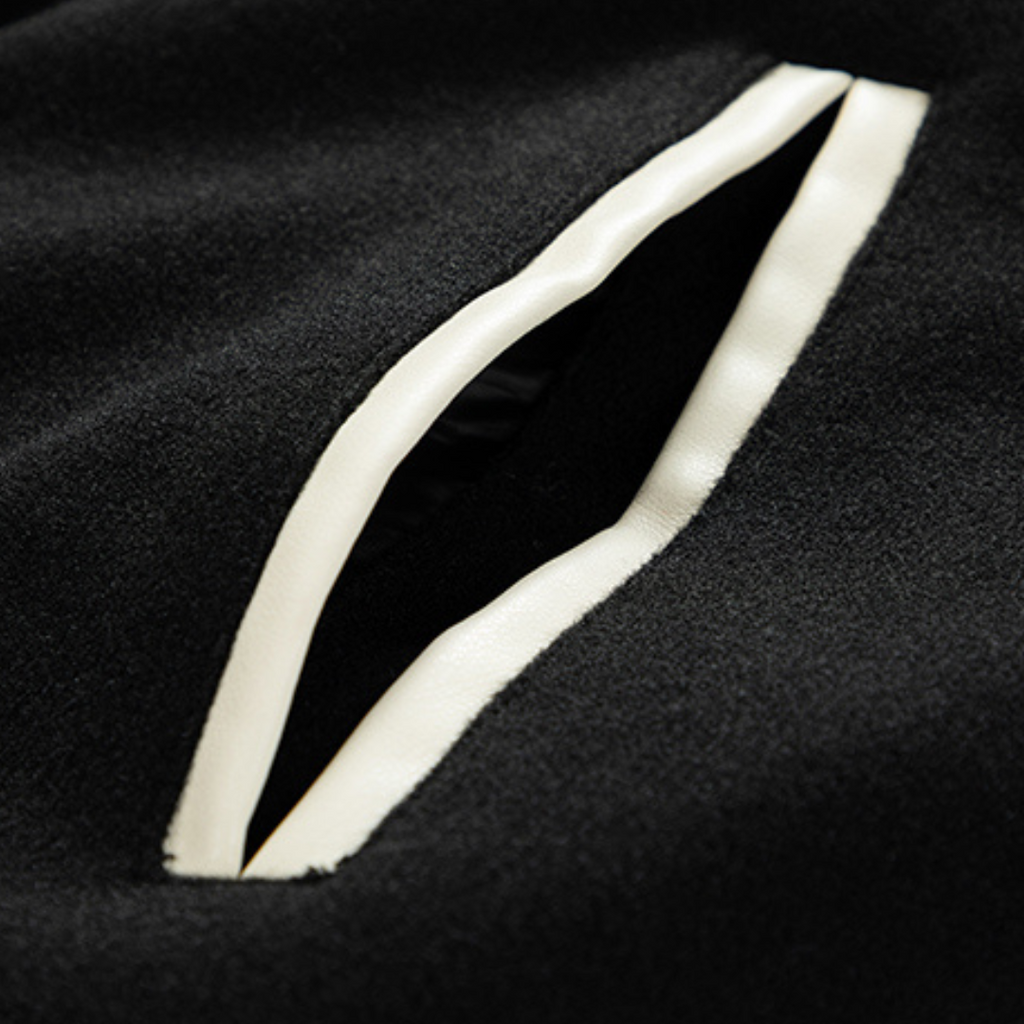 Clara Vienne | Men's Varsity Jacket - Wool Blend Body with Faux Leather Sleeves - Classic Letterman Style