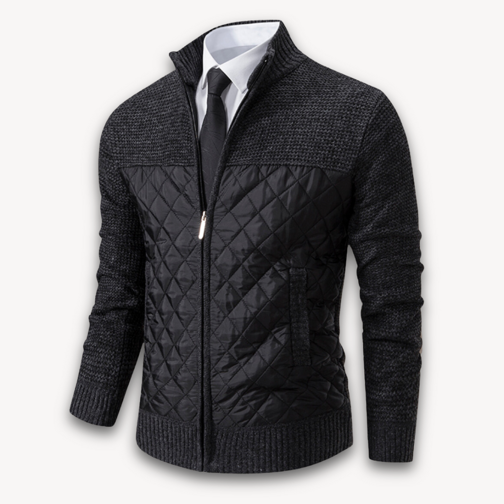 Clara Vienne | Men's Quilted Jacket with Knitted Sleeves - Warm Casual Outerwear