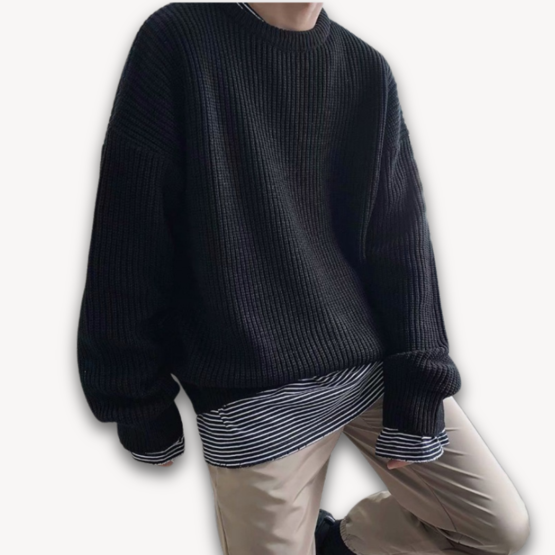 Clara Vienne | Men's Knitted Sweater - Casual Oversized Pullover for Adults - Soft Acrylic Winter Wear
