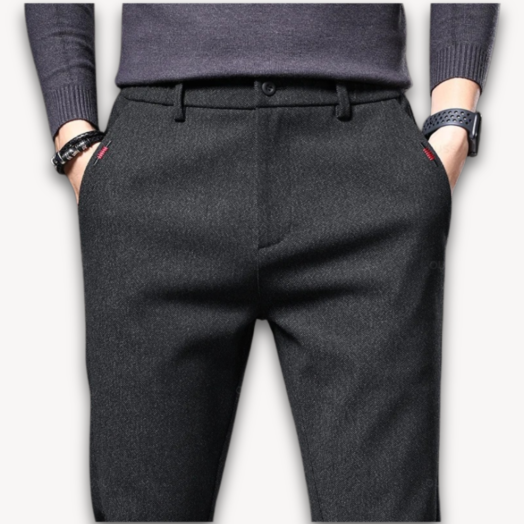Clara Vienne | Men's Wool Blend Slim Fit Trousers - Casual Business Pants
