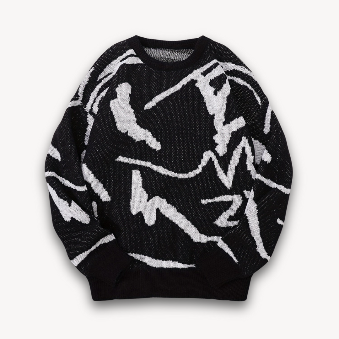 Clara Vienne | Men's Abstract Knit Sweater - Cotton, Casual Streetwear