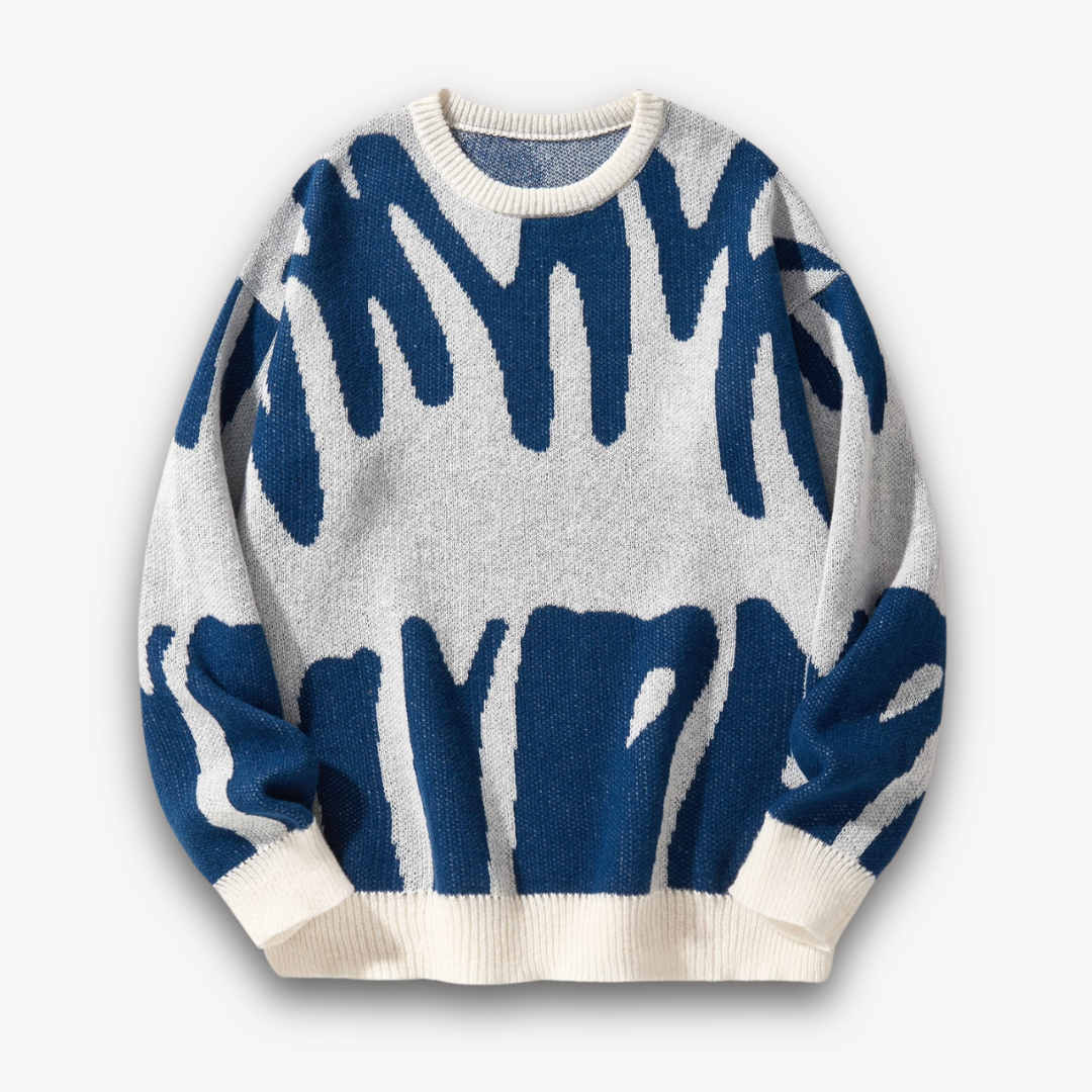 Clara Vienne | Men's Wool Graphic Knit Sweater - Stylish Crewneck