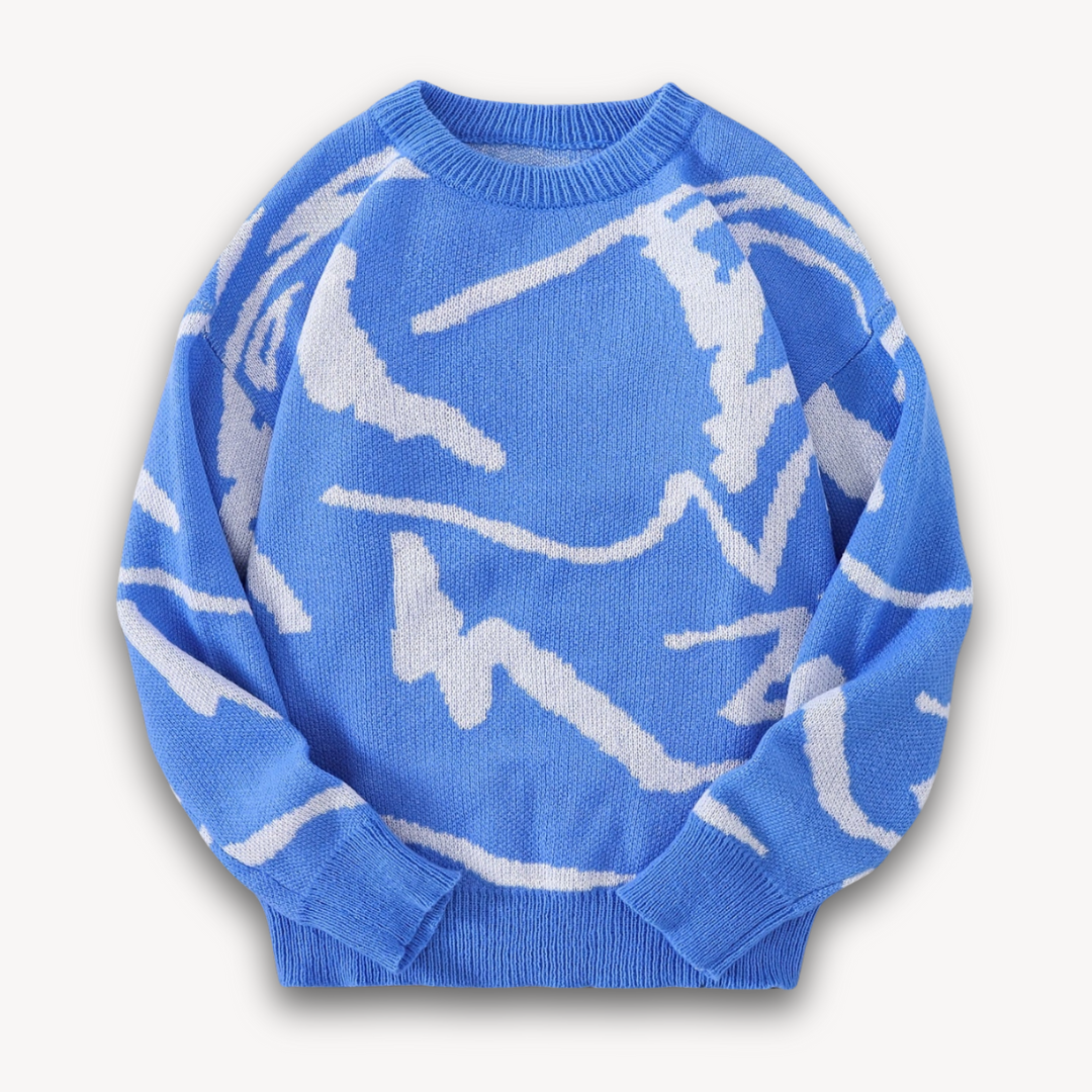 Clara Vienne | Men's Abstract Knit Sweater - Cotton, Casual Streetwear