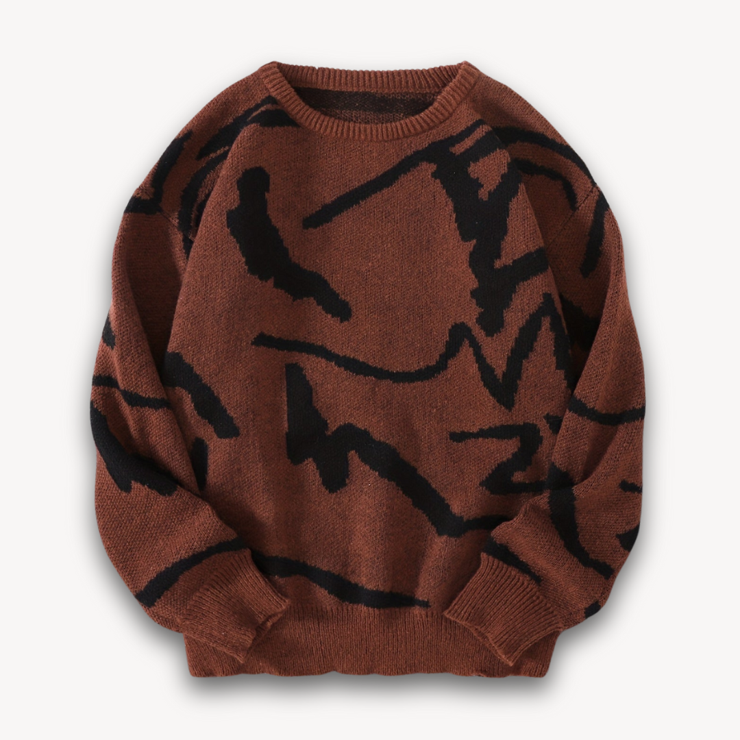 Clara Vienne | Men's Abstract Knit Sweater - Cotton, Casual Streetwear