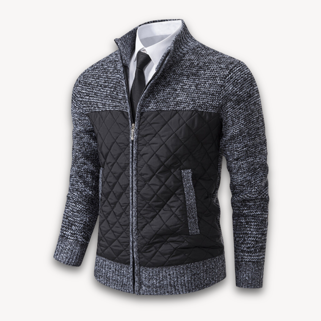 Clara Vienne | Men's Quilted Jacket with Knitted Sleeves - Warm Casual Outerwear