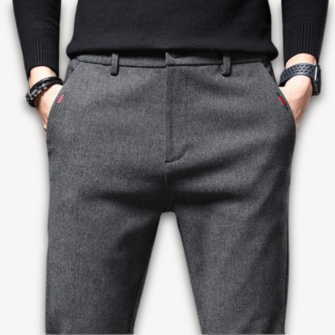 Clara Vienne | Men's Wool Blend Slim Fit Trousers - Casual Business Pants