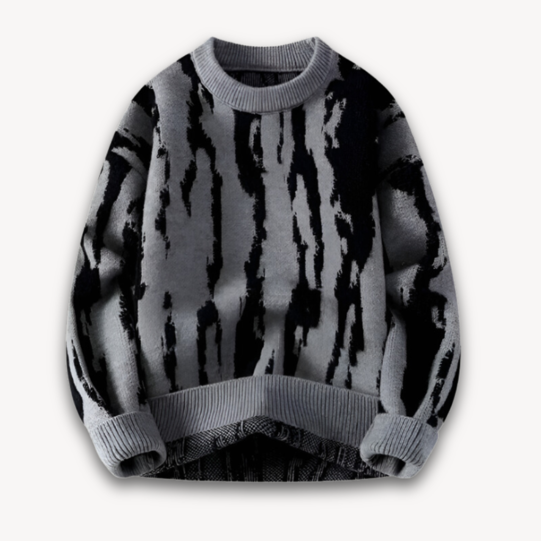 Clara Vienne | Men's Merino Wool Sweater - Abstract Pattern, Warm Winter Pullover, Soft & Lightweight Knit, Adult Casual Wear