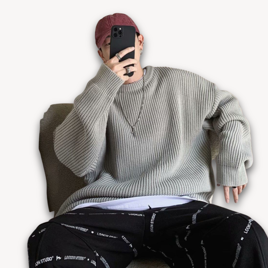 Clara Vienne | Men's Knitted Sweater - Casual Oversized Pullover for Adults - Soft Acrylic Winter Wear