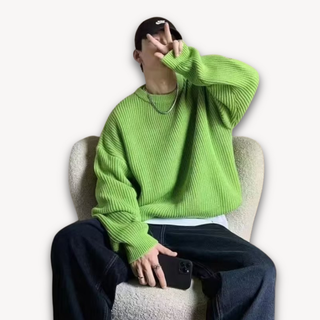 Clara Vienne | Men's Knitted Sweater - Casual Oversized Pullover for Adults - Soft Acrylic Winter Wear